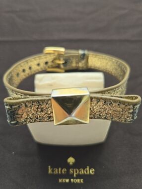 Kate Spade Distressed Gold Metallic Bow Bracelet